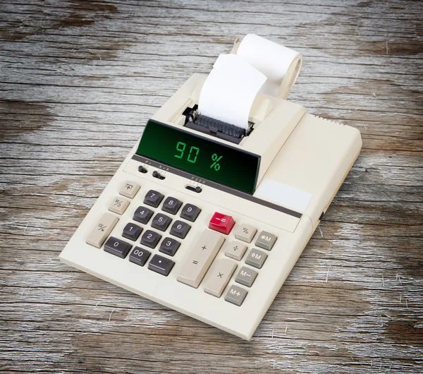 Old calculator showing a percentage - 90 percent — Stock Photo, Image