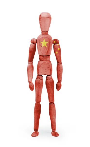 Wood figure mannequin with flag bodypaint - China — Stock Photo, Image