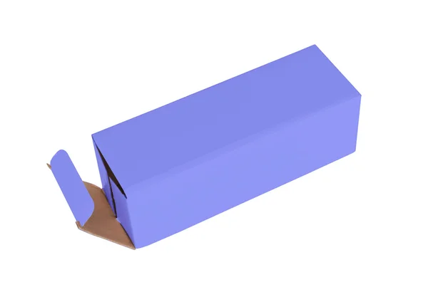 Caixa de papelão azul sobre fundo branco — Fotografia de Stock