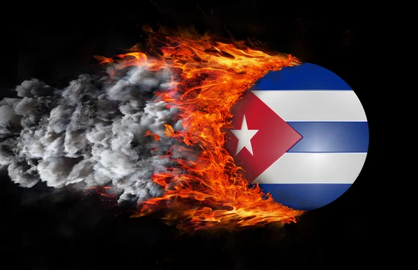 Flag with a trail of fire and smoke - Cuba — Stock Photo, Image