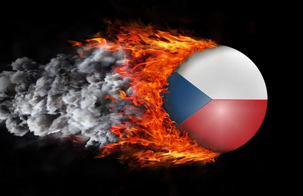 Прапор із сліди вогню і диму - Чеська Республіка — стокове фото