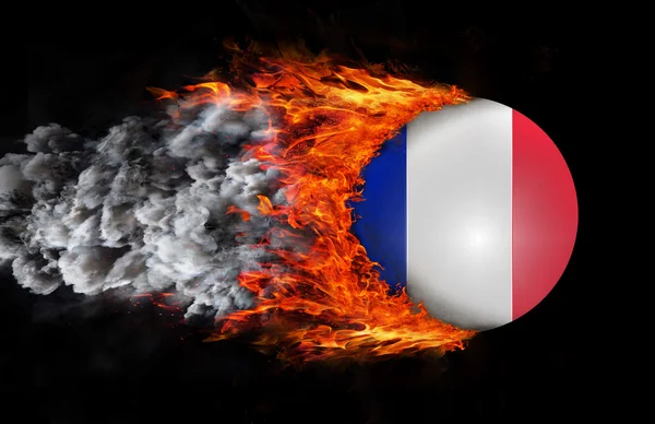 Flag with a trail of fire and smoke - France — Stock Photo, Image