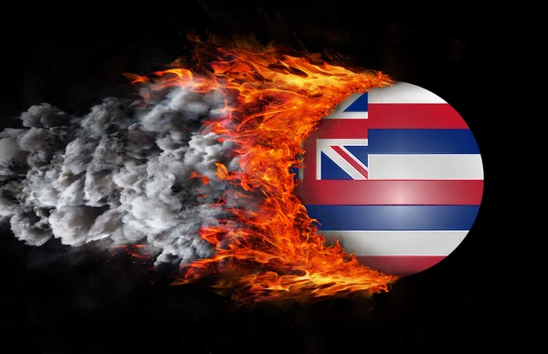 Flag with a trail of fire and smoke - Hawaii — Stock Photo, Image