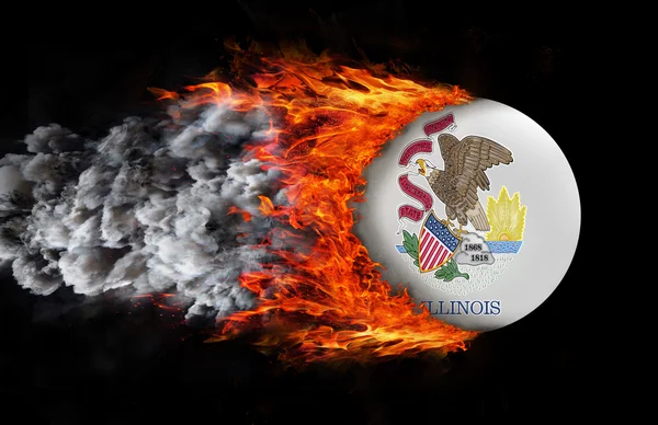 Flagge mit einer Spur von Feuer und Rauch - illinois — Stockfoto