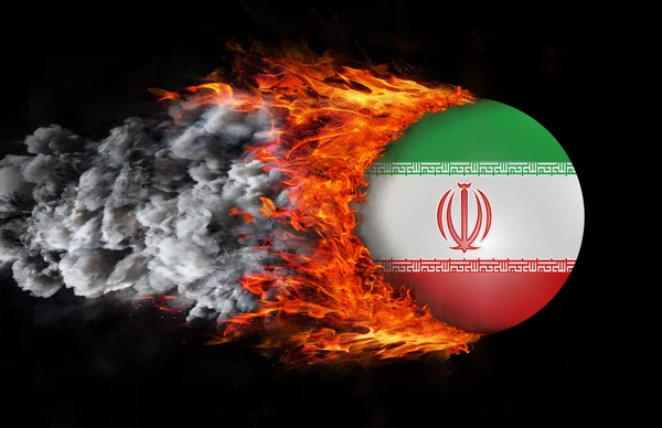 Flagga med ett spår av brand och rök - Iran — Stockfoto