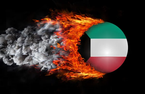 Flag with a trail of fire and smoke - Kuwait — Stock Photo, Image