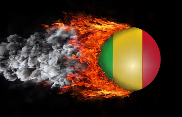 Flag with a trail of fire and smoke - Mali — Stock Photo, Image