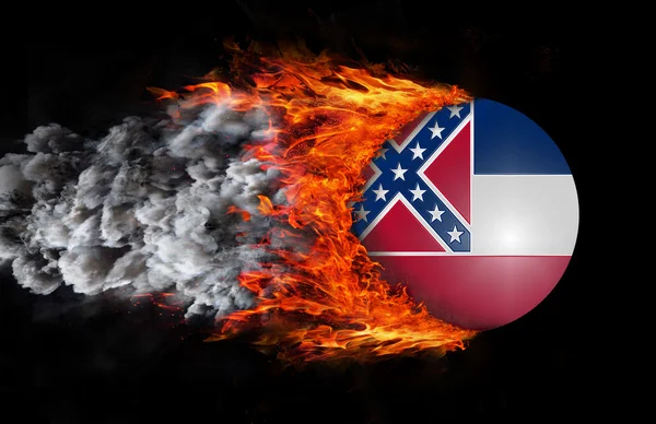 Flag with a trail of fire and smoke - Mississippi — Stock Photo, Image