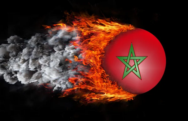 Drapeau avec traînée de feu et de fumée - Maroc — Photo