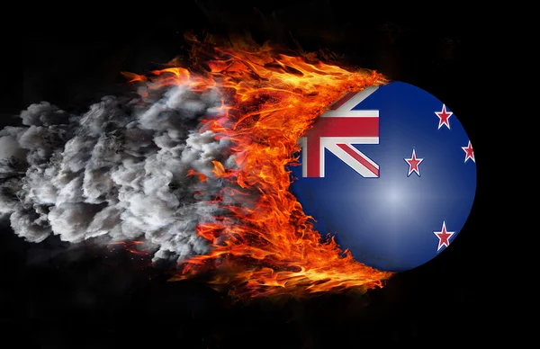 Yangın ve duman - Yeni Zelanda bir iz ile bayrak — Stok fotoğraf