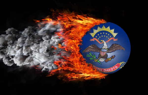 Флаг со следом огня и дыма - Северная Дакота — стоковое фото