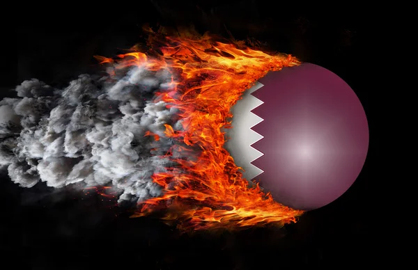 Flag with a trail of fire and smoke - Qatar — Stock Photo, Image