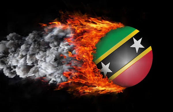 Flag with a trail of fire and smoke - Saint Kitts and Nevis — Stock Photo, Image