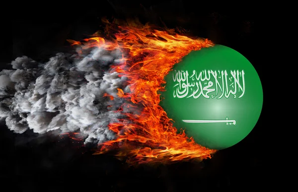 Flag with a trail of fire and smoke - Saudi Arabia — Stock Photo, Image