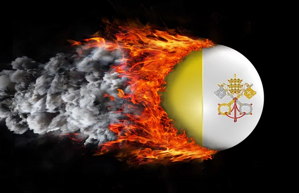Drapeau avec traînée de feu et de fumée - Cité du Vatican — Photo