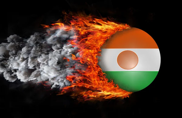 Flaga z ślad ognia i dymu - Niger — Zdjęcie stockowe