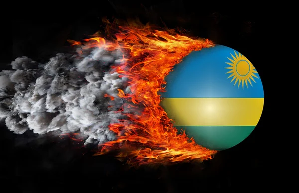 Flagga med ett spår av brand och rök - Rwanda — Stockfoto