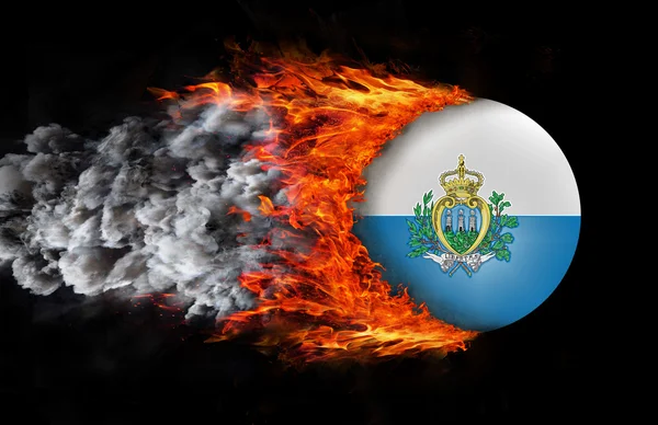 Flag with a trail of fire and smoke - San Marino — Stock Photo, Image