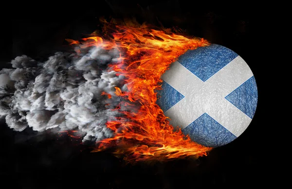 Flag with a trail of fire and smoke - Scotland — Stock Photo, Image
