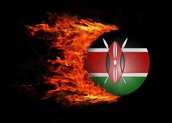 Flag with a trail of fire - Kenya — Stock Photo, Image