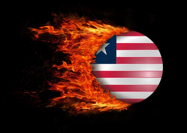 Flagge mit einer Spur von Feuer - Liberia — Stockfoto