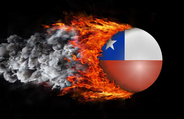 Yangın ve duman - Şili bir iz ile bayrak — Stok fotoğraf