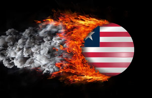 Флаг со следом огня и дыма - Либерия — стоковое фото