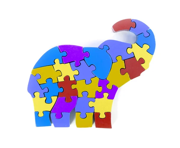 코끼리 모양에 화려한 퍼즐 조각 — 스톡 사진