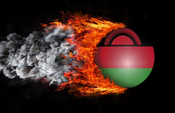 Flagga med ett spår av brand och rök - malawi — Stockfoto