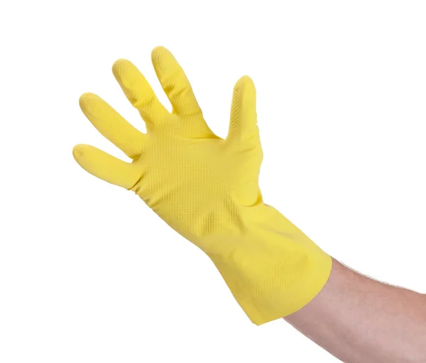 Latex glove for cleaning on hand — Stock Photo, Image