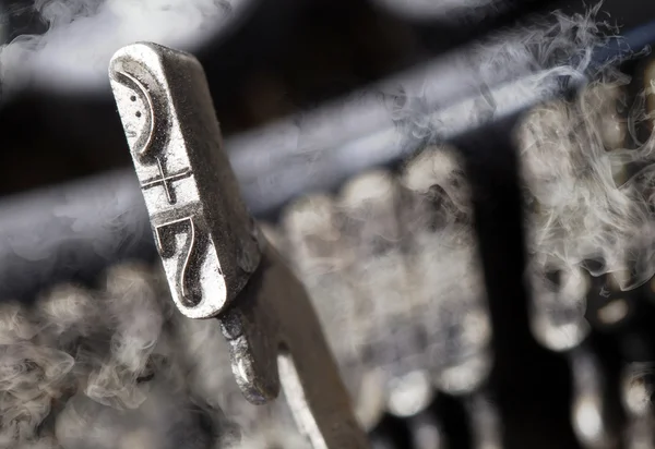 7 hammer - old manual typewriter - mystery smoke — Stock Photo, Image