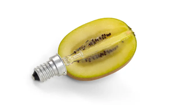 Kiwi lightbulb, concept of green energy — Stock Photo, Image