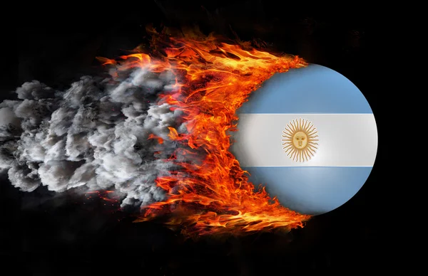 Flag with a trail of fire and smoke - Argentina — Stock Photo, Image