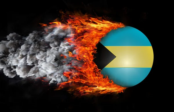 Flag with a trail of fire and smoke - Bahamas — Zdjęcie stockowe