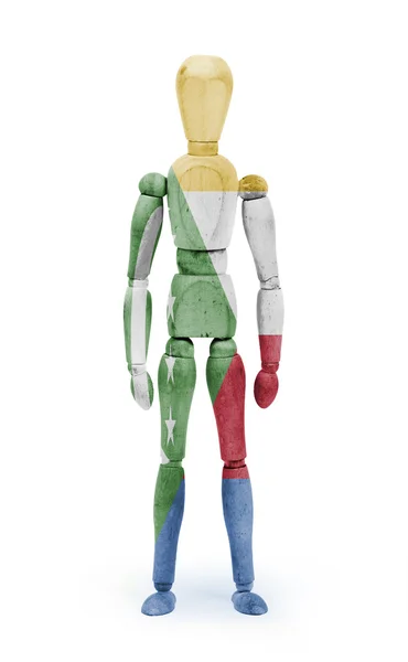 Wood figure mannequin with flag bodypaint - Comoros — Stockfoto