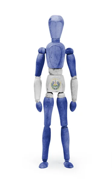 Wood figure mannequin with flag bodypaint - El Salvador — Stock Photo, Image