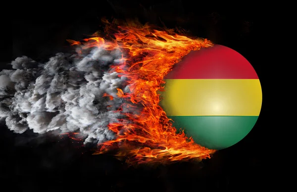 Flag with a trail of fire and smoke - Bolivia — Stok fotoğraf