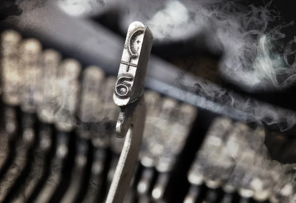 6 hammer - old manual typewriter - mystery smoke — Stok fotoğraf