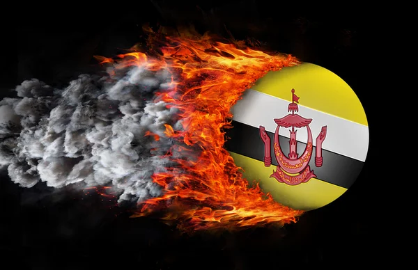 Flag with a trail of fire and smoke - Brunei — Stockfoto