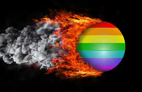 Flag with a trail of fire and smoke - Rainbow flag — Stok fotoğraf