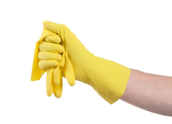Kéz a gumi kesztyű, készen áll a takarítás — Stock Fotó