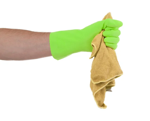 Hand mit Gummihandschuh und Halstuch (Wischmopp)) — Stockfoto