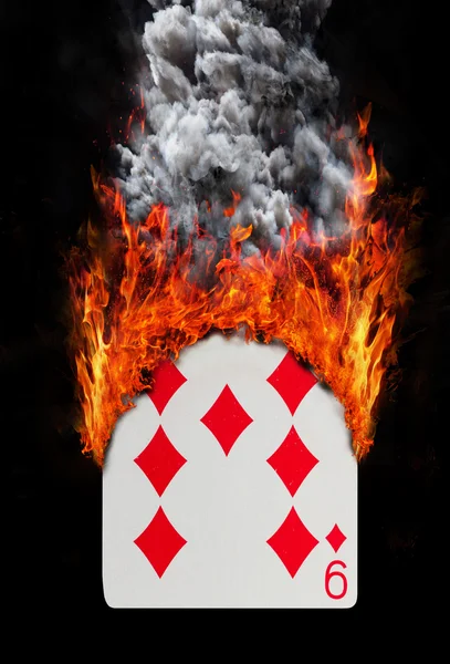 A tűz és füst játékkártyával — Stock Fotó