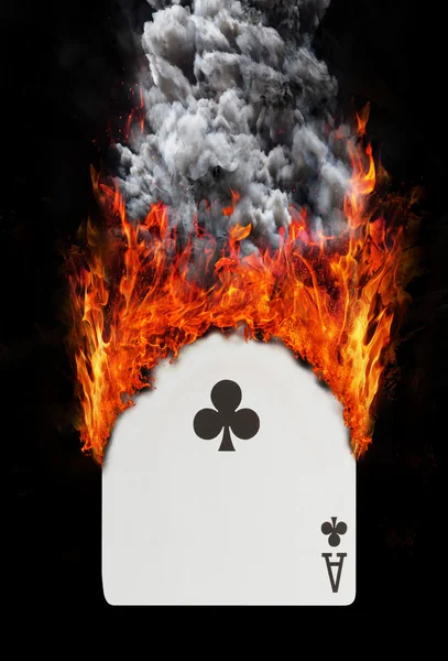 Carte da gioco con fuoco e fumo — Foto Stock