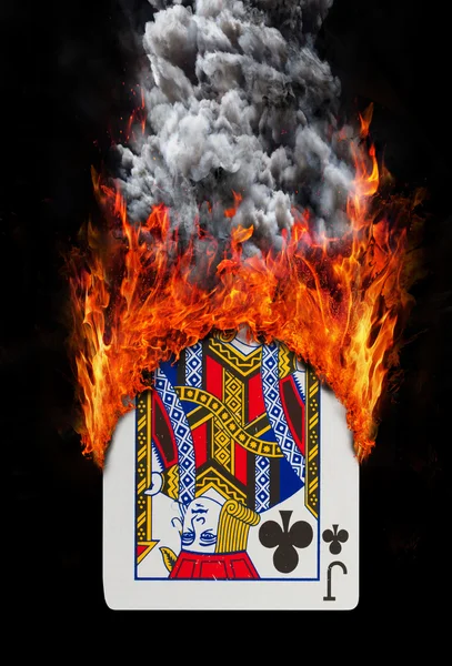 Playing card with fire and smoke — Stock Photo, Image