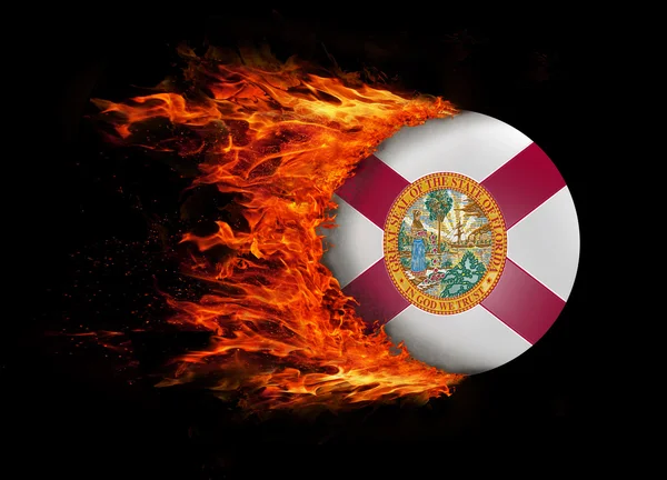 Drapeau d'État américain avec une traînée de feu - Floride — Photo