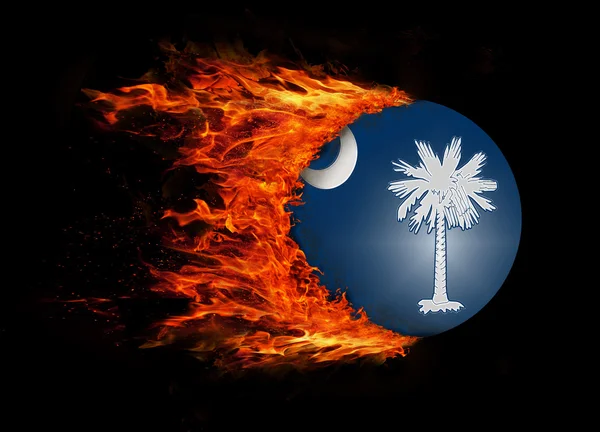 US state flag with a trail of fire - South Carolina — Stock Photo, Image