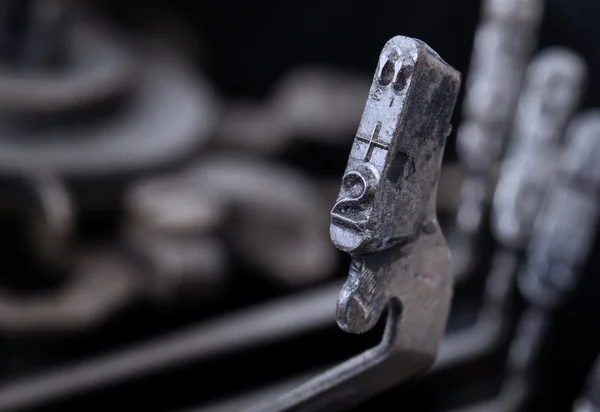 2 hammer - old manual typewriter - cold blue filter — Stock Photo, Image