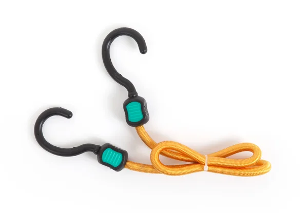 Черный крюк с эластичной веревкой — стоковое фото