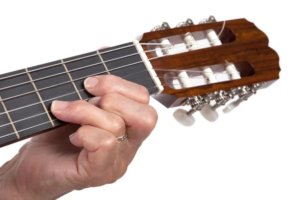 Old hand and guitar isolated — Stock Photo, Image